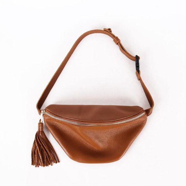 

vintage cow skin women soft belt bag tassel waist pack handmade bags