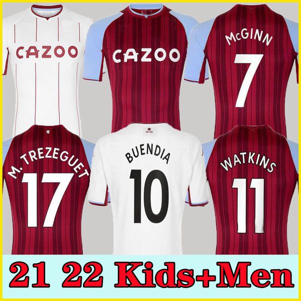 

21 22 home soccer jerseys villa home 2021 2122 samatta targett grealish wesley douglas luiz mcgim el men kit kit football kit shirts red jer, Black;yellow