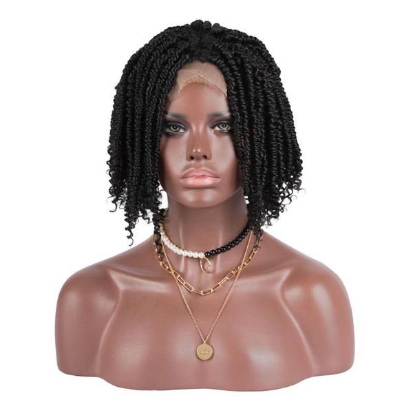 

synthetic wigs bouncy curly short bob hair for woman natural black african stort curls wig lace front/headband