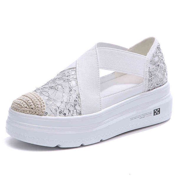 

fisherman sandals women 2021 summer flat bottom leisure small fragrance hollow out single shoes, one foot on thick women's net