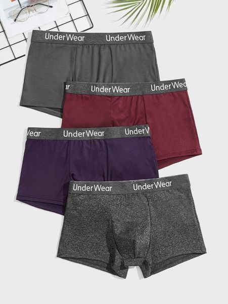 

men 4pcs letter tape waist boxer brief m12o#, Black;brown