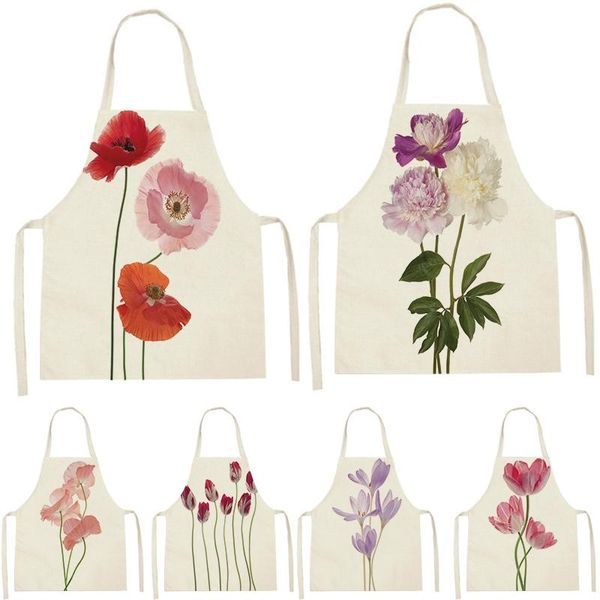 

aprons 1 pcs simple floral print sleeveless apron children's cleaning family men and women kitchen accessories waist bib anti-fouling
