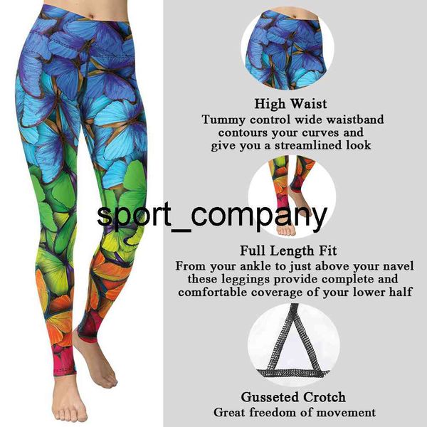 Leggings sexy push up sportswear colorido borboleta calça para mulheres cintura alta leggings treino conjunto de esporte