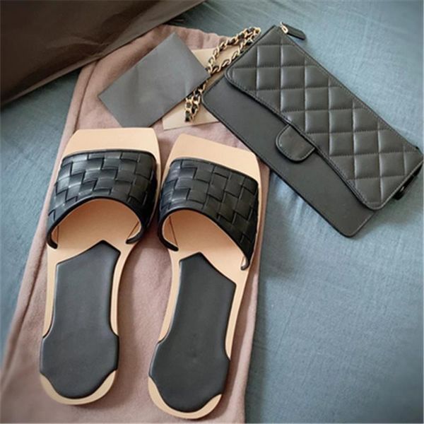 

slippers ladies shoes flat sandals zapatos de mujer weave women summer scarpe donna outdoor sandalias 2021 buty damskie, Black