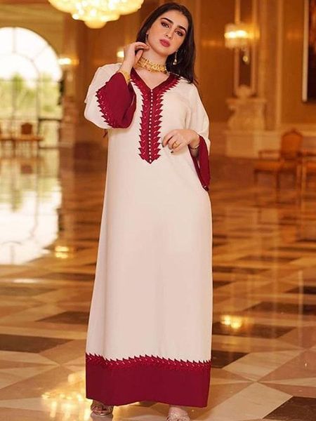 

ethnic clothing islamic dress for women 2021 fashion v neck embroidery multicolor elegant plus size abaya dubai muslim, Red