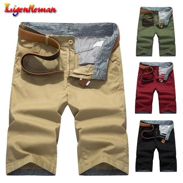 

men's shorts man's casual male breathable clothing knee length for men pocket cargo plus size 28-40 solid, White;black