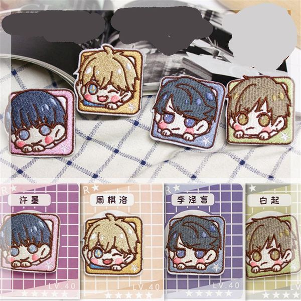 

pins, brooches cute anime love and producer cartoon zhou qiluo xu mo embroidery brooch badge pin cosplay prop decor for backpack gift 1pcs, Gray