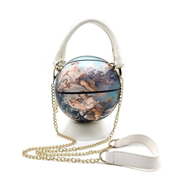 

cross body classical women funny renaissance handle basketball ball pu leather angle printing shoulder bag