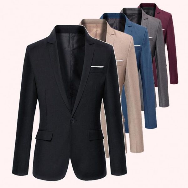 

men's suits & blazers suit coat outwear men blazer soft texture long sleeve classic single button formal, White;black