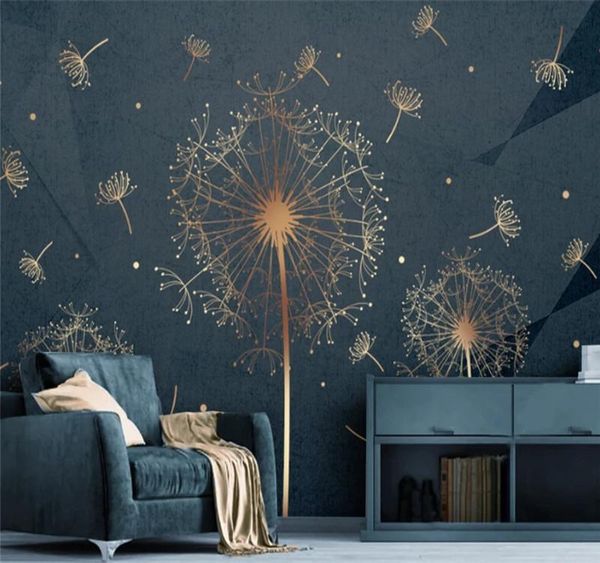 

large custom mural modern minimalist abstract dandelion lines light luxury background wall wallpaper covering wallpapers
