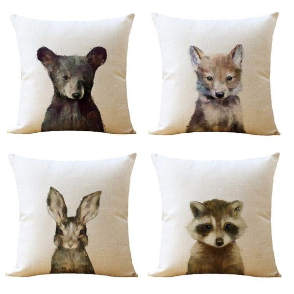 

cushion/decorative pillow animal watercolor pattern cotton linen cover throwing square cushion decorative