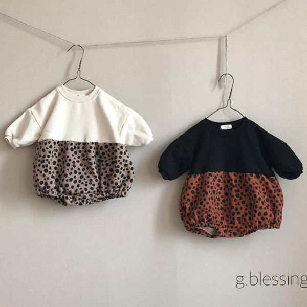 

rompers thicken bodysuit 2021 born baby boys girls winter polka dot fashion jumpsuit outfits infant leopard splicing bodysuits 0-24, Blue
