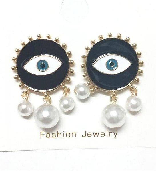 

stud fashion earrings casual jewelry eye pattern round for women, Golden;silver