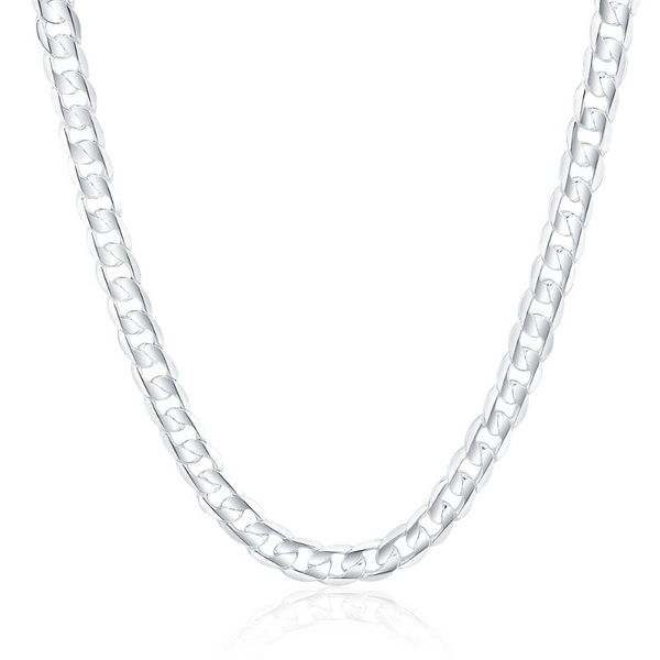 

chains 925 sterling silver 18/20/22/24/26/28/30 inch 12mm flat sideways necklace for women man fashion wedding charm jewelry