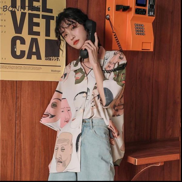 

chic japan print design women shirts summer vintage femme funny stylish all match harajuku daily ladies streetwear, White