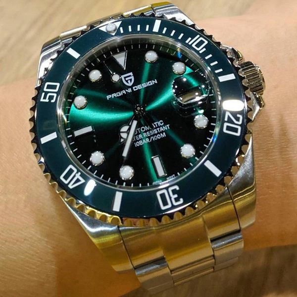 

wristwatches men's watches pagani design hanical watch men nh35 waterproof sport automatic wristwatch rj hombres, Slivery;brown