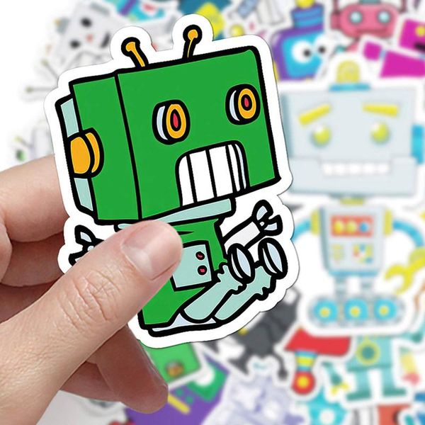 

gift wrap 50pcs/set cool stickers paper plane robot shape for lapluggage water bottle car bike motorcycle kids sticker toys waterproof