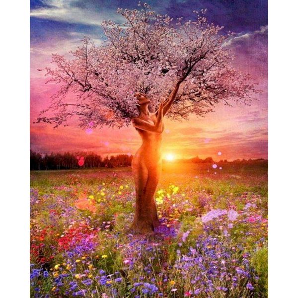 

paintings 40x50cm frameless acrylic painting by numbers sunset landscape on canvas diy natural trees pictures number for home decor