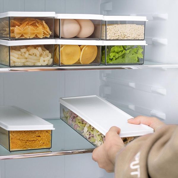 

storage bottles & jars 1100 ml rectangle plastic box kitchen transparent container refrigerator sealed jar grains beans organizer
