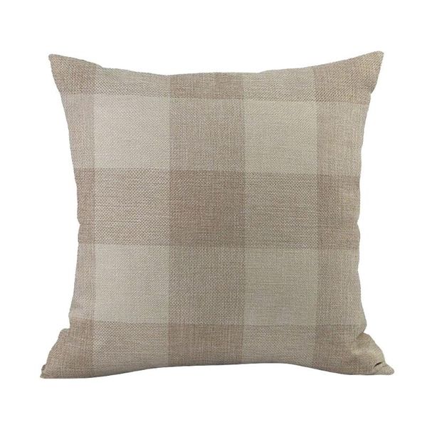 

pillow case retro simple cover fashion plaid print linen restaurant cafe car sofa for home decoration