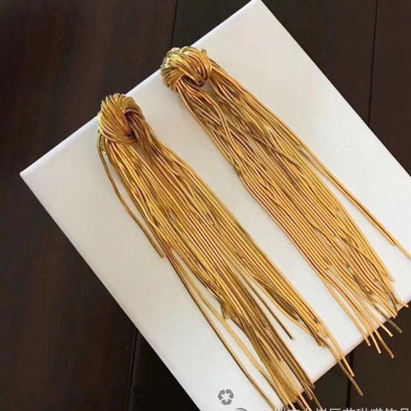 

clip-on & screw back fashion brass tassel knotted gold long earrings for women ear clip without piercing kupe kolczyki brincos, Silver