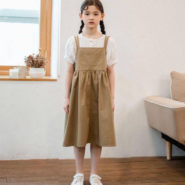 

to 15 years kids clothes big girls sleeveless dress summer 2021 sundress dresses children teen school holiday khaki girl's, Red;yellow