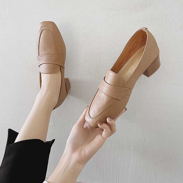 

thick heel single sho women's 2021 spring and summer korean version of medium lefu , one foot on high s, grandma's