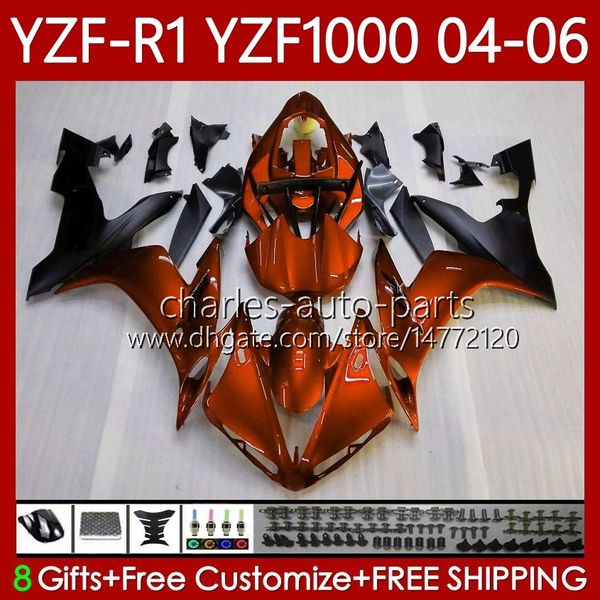 Kit de corpo OEM para Yamaha YZF-R1 YZF1000 YZF R1 1000CC 2004 2005 2006 Bodywork 89No.136 YZF R1 1000 CC Yzfr1 Dark Orange 04 05 06 YZF-1000 2004-2006 Fairings de motocicleta