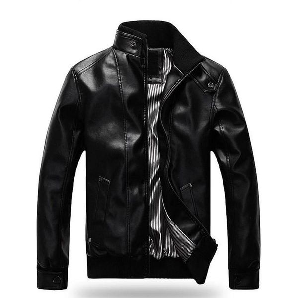 

men's fur & faux fashion leather jacket motorcycle clothing coat, Black
