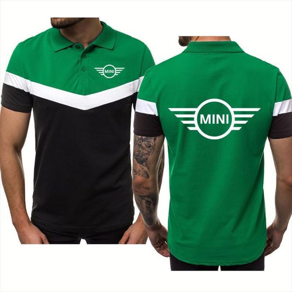 

casual trend shirt mini car mens polos printing summer short sleeve splicing cotton, White;black