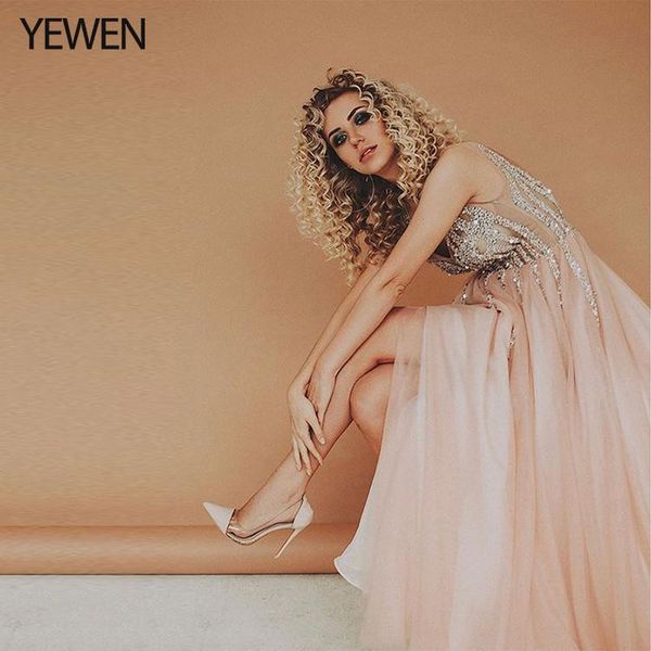 

party dresses yewen grey v neck vestido de festa evening long crystal beaded formal prom dress 2021 women elegant gown, White;black