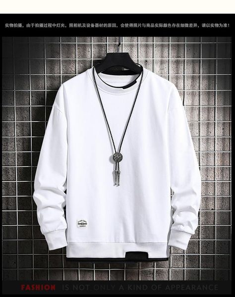 

men's hoodies & sweatshirts 2021 spring and autumn casual sweatshirt fake two-piece multi-color o-neck fashion harajuku style, Black
