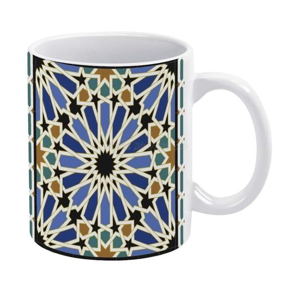 Becher Arabische Fliese I Weiß Becher 11 oz lustige keramische kaffee / tee / kakao einzigartige geschenk arabisch arabeske gezeugt hintergrund border vintage