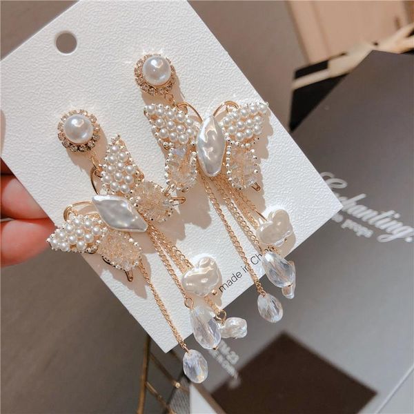 

dangle & chandelier arrival pearl butterfly earrings elegant tassel long earring korean fashion jewelry for women trendy 2021, Silver