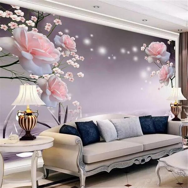 

Custom wallpaper HD beautiful rose TV background wall custom large mural green wallpaper papel de parede para quarto, Black