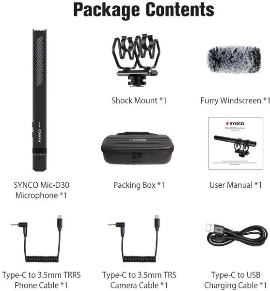 

microphones synco mic-d30 sgun on camera microphone cardioid condenser audio video mic for smartphone recorder lapcamcorder