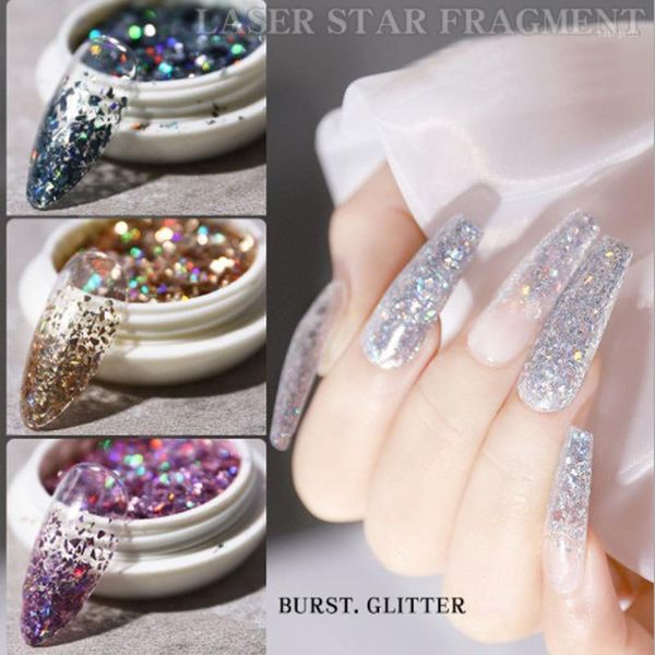 

box irregular ultrathin laser star nails sequins colorful holographics flakes paillette tool nail art decorations diy1, Silver;gold