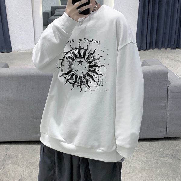 

and men's spring 2021 autumn men's sweater round ne pullover loose long sve upper garment, Black