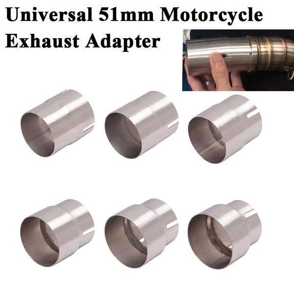 

motorcycle exhaust system universal racing escape 51mm adapter stainless steel link pipe connection 54mm 56mm 58mm 62mm reducer muffler