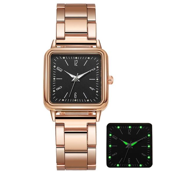 

wristwatches hezhukeji gold watch women square female watches golden quartz stainless steel waterproof wrist, Slivery;brown