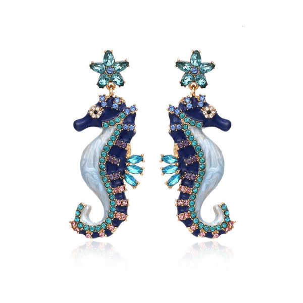 

drop women oil seahorse earrings vintage animal lovely female ear study ornament, Golden