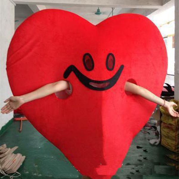 Simulazione Love Red Heart Costume mascotte Halloween Christmas Fancy Party Dress Personaggio dei cartoni animati Vestito Carnevale Unisex Adulti Outfit