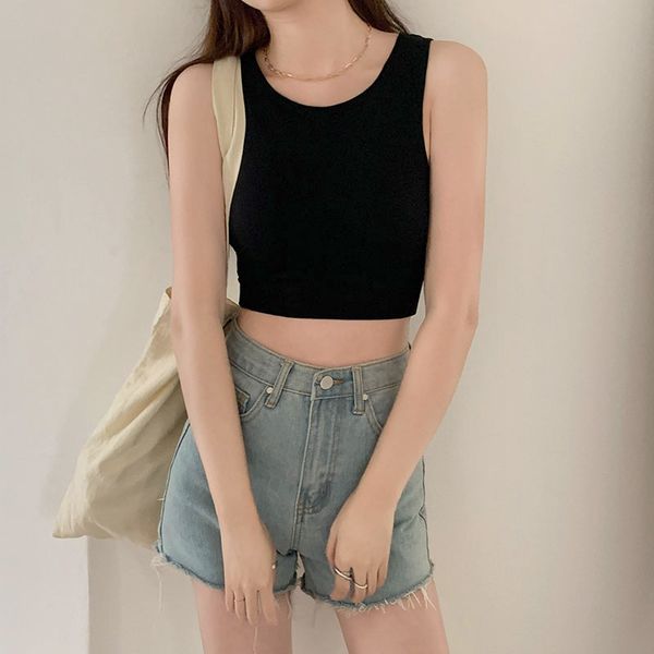 

3 colors korean style camisole women soild color tank female summer sleeveless cropped womens (x1817) 210423, White