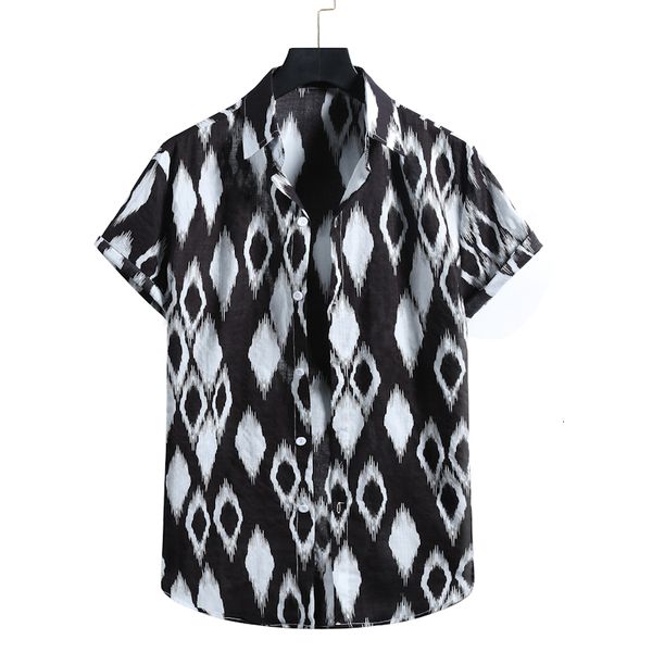 

men's casual shirts summer printed hawaiian men's shirt 2021 short sleeve street clothing lapel casual brand chic button shirt lar, White;black