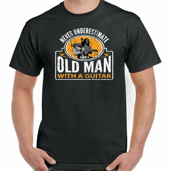 

guitar guitarist t shirt never involve an elderly man with, White;black