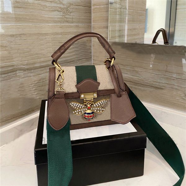 

Classic 2021 Luxurys Designers Shoulder Bags Leather Handbags Girl Fashion Women Cross Body Metallic Chain CrossBody Totes bees bag Handbag