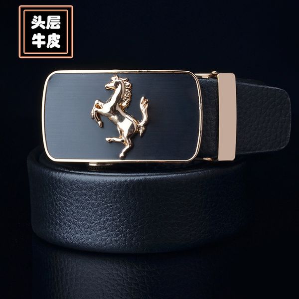 

taobao horse men's business automatic buckle leather belt, Black;brown