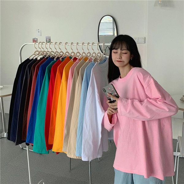 

women's t-shirt cotton long sleeve women plus size loose early autumn, White