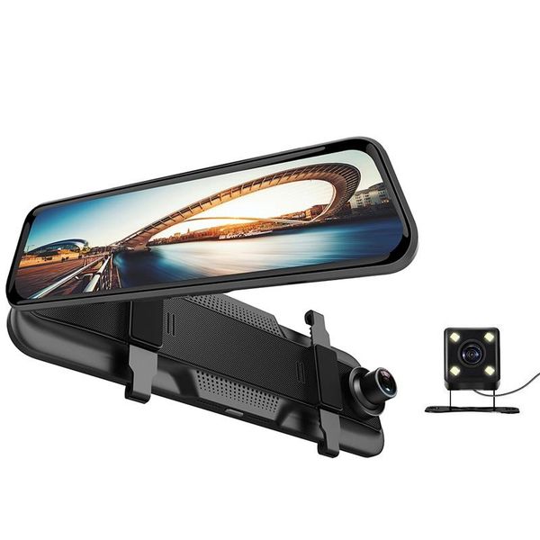 

car dvr 10 inch stream media rearview mirror infrared night vision video recorder auto registrar support 1080p rear view camera dvrs