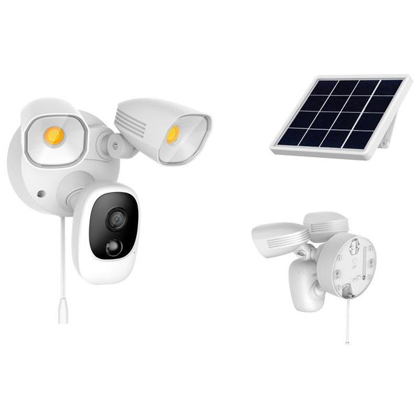 

cameras hd1080p ip wire-floodlight security solar power camera pir full color night vision two way audio ip66 rechargeable battery